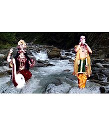 Bhagirath and Goddess Ganges Photo - Unframed Photo Print on Paper