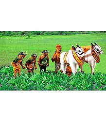 Indian Farmers Picture - Unframed Photo Print on Paper