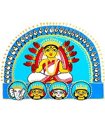 Devi Durga with Family - Photographic Print of Jamini Roy Painting