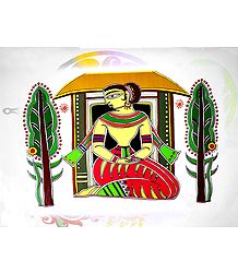 Waiting for Beloved - Photo Print of Jamini Roy Painting
