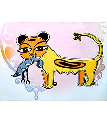 Cat with Lobster - Photo Print of Jamini Roy Painting