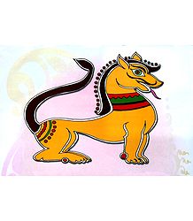 Lion - Photo Print of Jamini Roy Painting