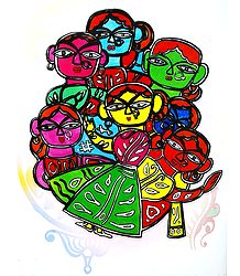 Children - Photo Print of Jamini Roy Painting