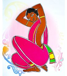 Santhal Woman - Photo Print of Jamini Roy Painting