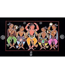 Vaishnavas - Devotees of Krishna - Photo Print of Jamini Roy Painting