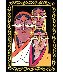 Three Women - Photo Print of Jamini Roy Painting