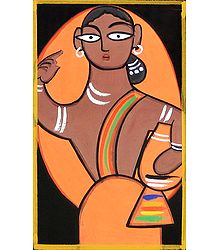 Rural Woman - Photo Print of Jamini Roy Painting