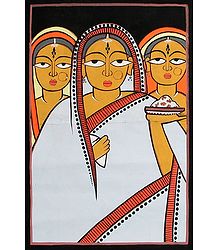 Three Women - Photo Print of Jamini Roy Painting