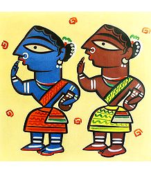 Rural Women - Photo Print of Jamini Roy Painting