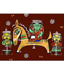 Queen on Horse - Photo Print of Jamini Roy Painting