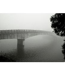 Bridge on Mirik Lake on a Misty Morning - North Bengal, India