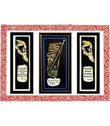 Rabindranath Tagore with Poetry - Unframed Multicolor Photo Print on Paper