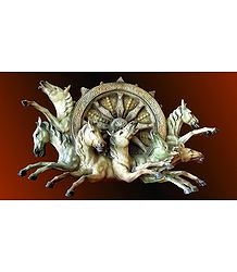 7 Horses of Sun God - Unframed Red with Beige Photo Print on Paper