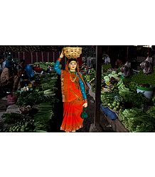 Vegetable Seller Photo - Unframed Photo Print on Paper