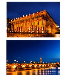 Night View of Bordeaux, France - Set of 2 Postcards