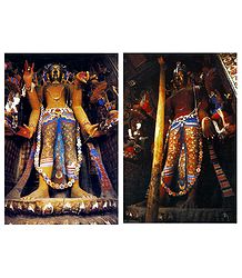 Manjushri and Maitreya Buddha (Reprint of Medieval Painting) in Alchi Monastery, Ladakh- Set of 2 Postcards