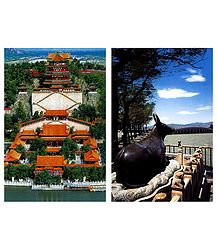 The Tower of Buddha Fragrance and Bonze Ox, China - Set of 2 Postcards