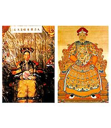 Empress Dowager Ci'xi Emperor Qianlong, China - Set of 2 Postcards