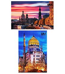 Dresden City and Yenidze Monument in Dresden, Germany - Set of 2 Postcards
