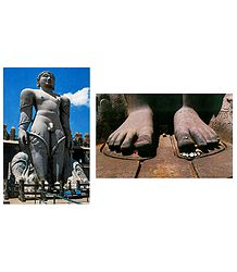 Lord Gomateshwara and Foot of Sri Gomateshwara - Set of 2 Postcards