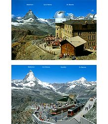 Matterhorn View from Gornergrat, Switzerland - Set of 2 Postcards