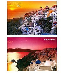 Santorini, Greece - Set of 2 Postcards