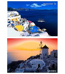 Santorini, Greece - Set of 2 Postcards