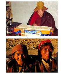Monk and Elderly Women, Ladakh - Set of 2 Postcards