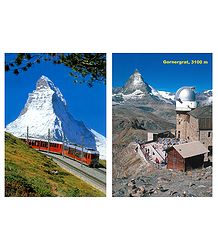 Matterhorn Peak and Gornergrat, Switzerland - Set of 2 Postcards