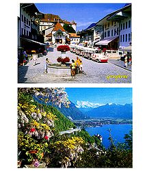 Gruyeres and Le Chateau de Chillon, Switzerland - Set of 2 Postcards