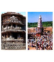Belur Temple and Sri Ranganatha Swamy Car Festival - Set of 2 Postcards
