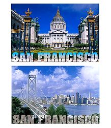 City Hall and Bay Bridge, San Francisco - Set of 2 Postcards