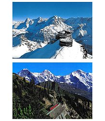 Schynige Platte and Restaurant at Scilthorn, Switzerland - Set of 2 Postcards