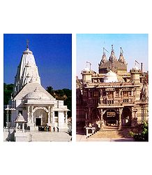 Birla Temple in Jaipur and Hutheesing Jain Temple in Ahmedabad - Set of 2 Postcards