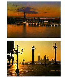 Venice at Sunset, Italy - Set of 2 Postcards