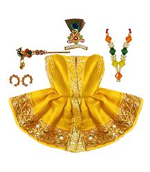 Yellow Dress and Accessories for 2 Inches Bal Gopal Idols