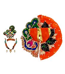 Saffron Dress and Accessories for 3.5 Inches Bal Gopal Idol