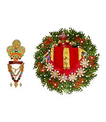 Green with Red Dress and Accessories for 3 Inches Bal Gopal Idol
