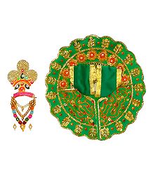 Green Dress and Accessories for 3.5 Inches Bal Gopal Idol
