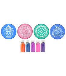Four Rangoli Design with Five Colorful  Powders