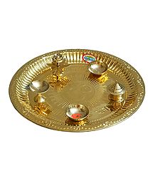 Brass Puja Thali with Ritual Accessories