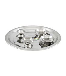 Stainless Steel Thali with Ritual Accessories