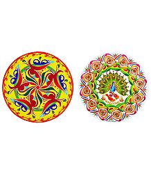 Set of 2 Colorful Paper Sticker Rangoli