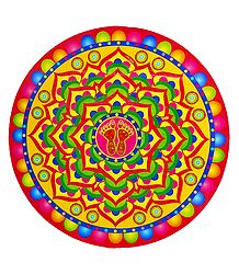 Colorful Alpana on Sticker Rangoli