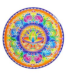 Diya Design on Glazed Paper Sticker