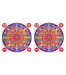 Set of 2 Multicolor Round Sticker