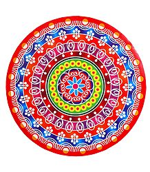Multicolor Alpana Print on Round Sticker