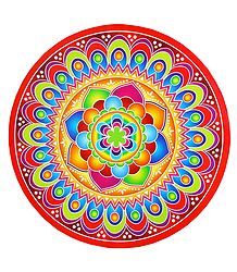 Multicolor Alpana Print on Round Sticker