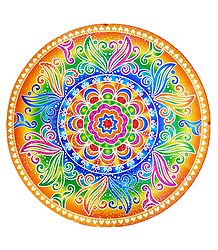 Diya Print on Sticker Rangoli