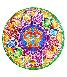 Charan and Paisley Print on Sticker Rangoli